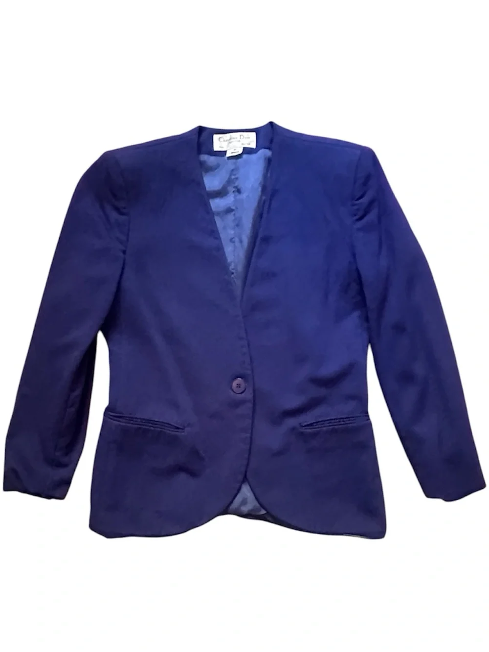 Vintage Christian Dior Paris New York Classic Women's Royal Blue Blazer Petite 6